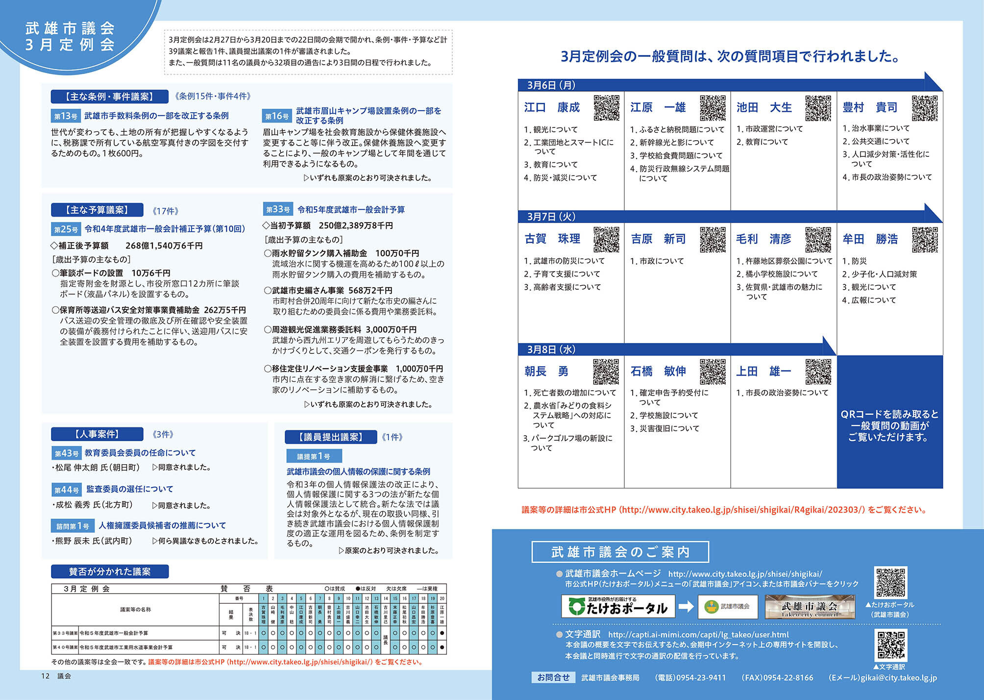 武雄市議会3月定例会