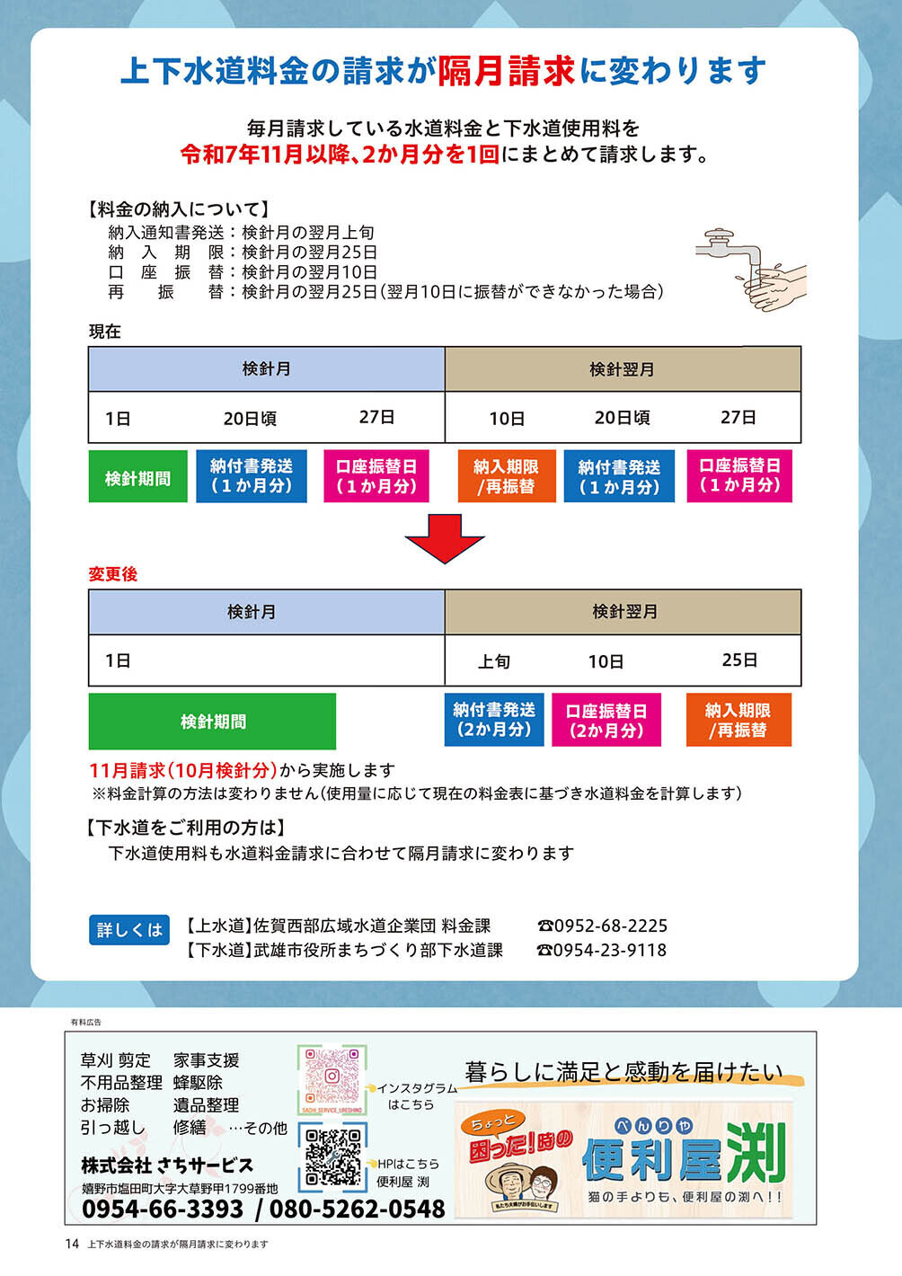 上下水道料金の請求が変わります
