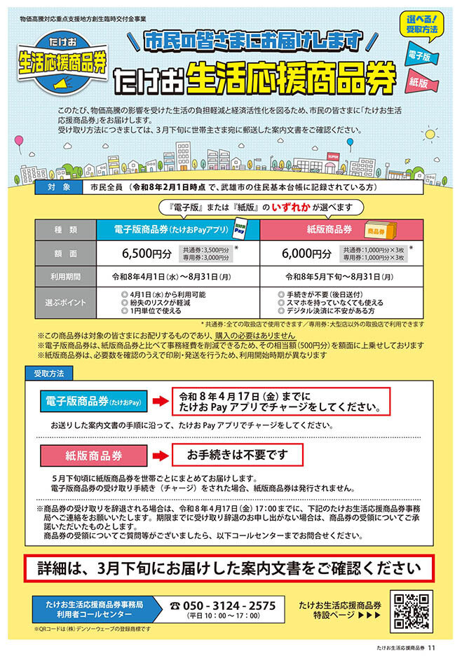 たけお生活応援商品券