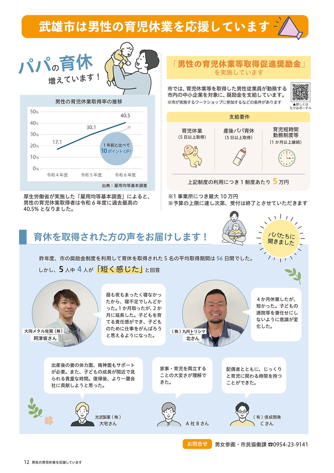 男性の育児休業を応援