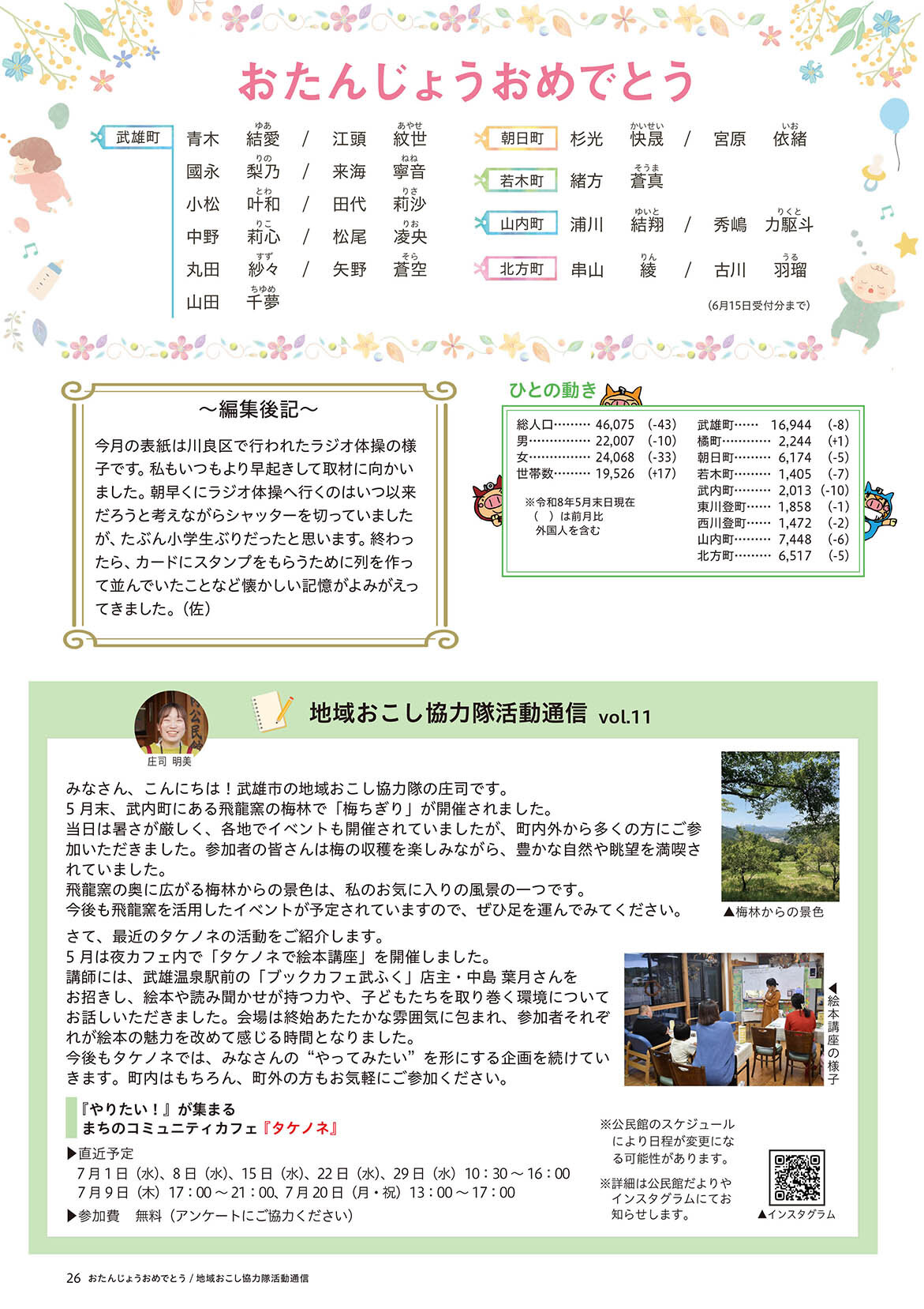 おたんじょうおめでとう/地域おこし協力隊活動通信